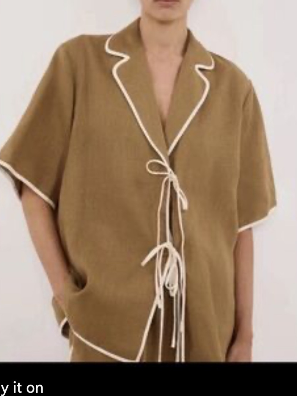 DISSH Brown Top with Cream Label Detail